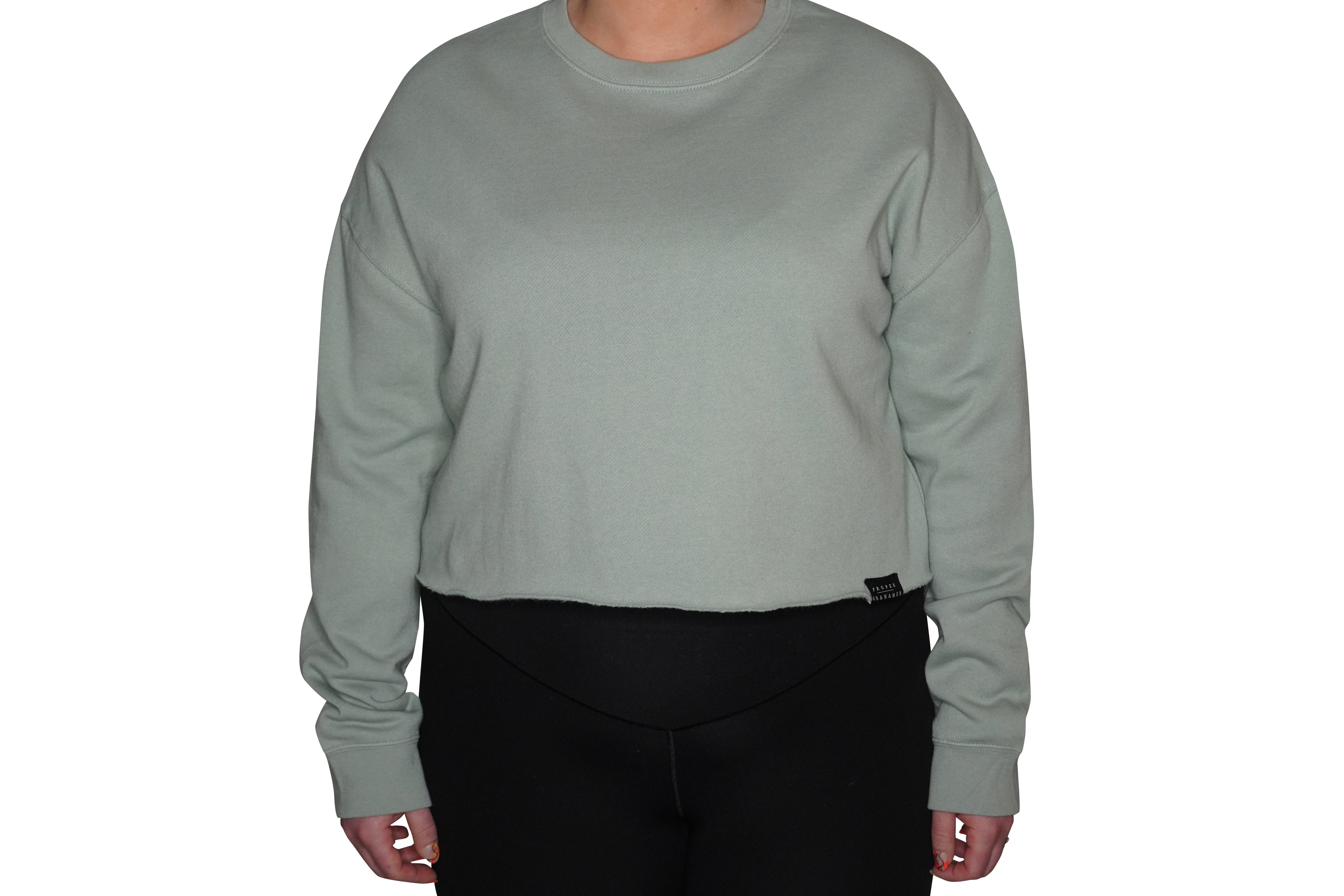 Essential Lightweight Cropped Crew (Sage)